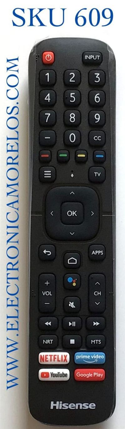 CONTROL REMOTO CON COMANDO DE VOZ PARA TV HISENSE SMART TV  / NUMERO DE PARTE ERF2K60H / 10680A-W9HBRCB0009 / W9HBRCB0009 / MODELO 58H6500G